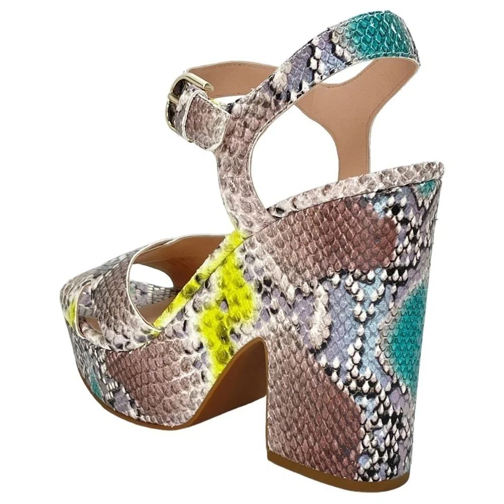 Kate Spade New York Womens Platform Sandals 10M Grace Lemon Sorbet Leather